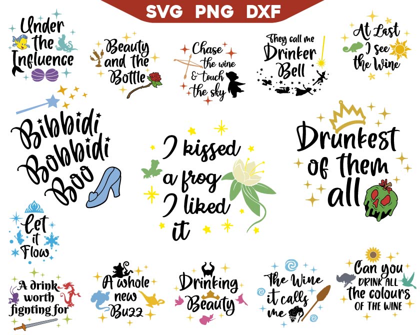Enchanting Disney Princess Wine Glass Svg Pack