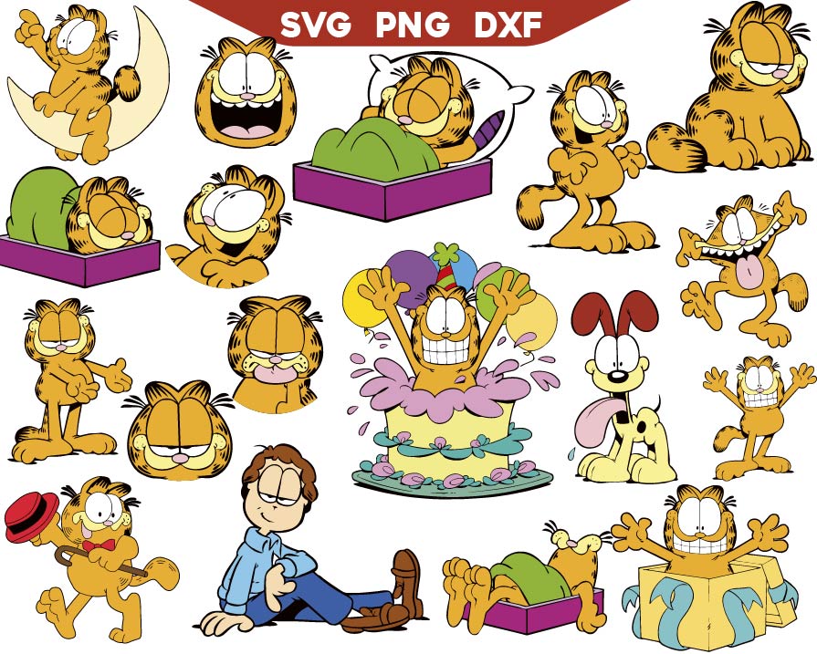 Funny Sleepy Cat Svg, Garfield cat fun Svg