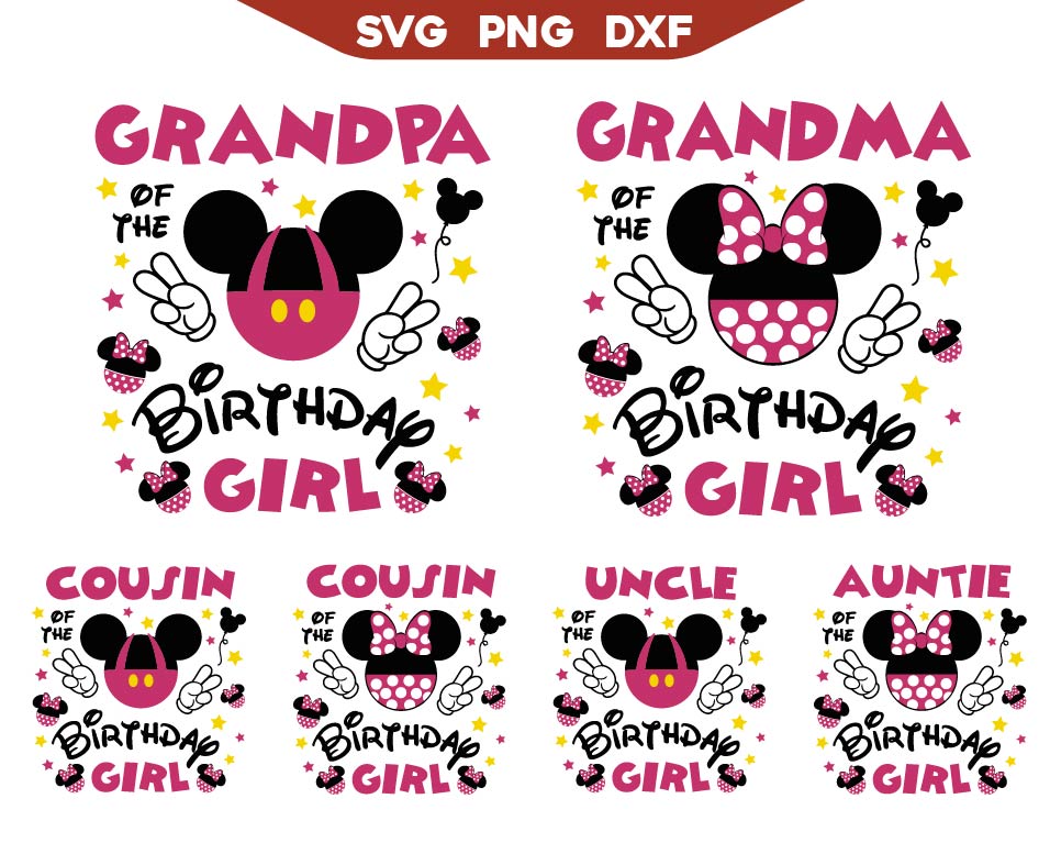 Grandpa Cousins Birthday Girl Minnie Svg