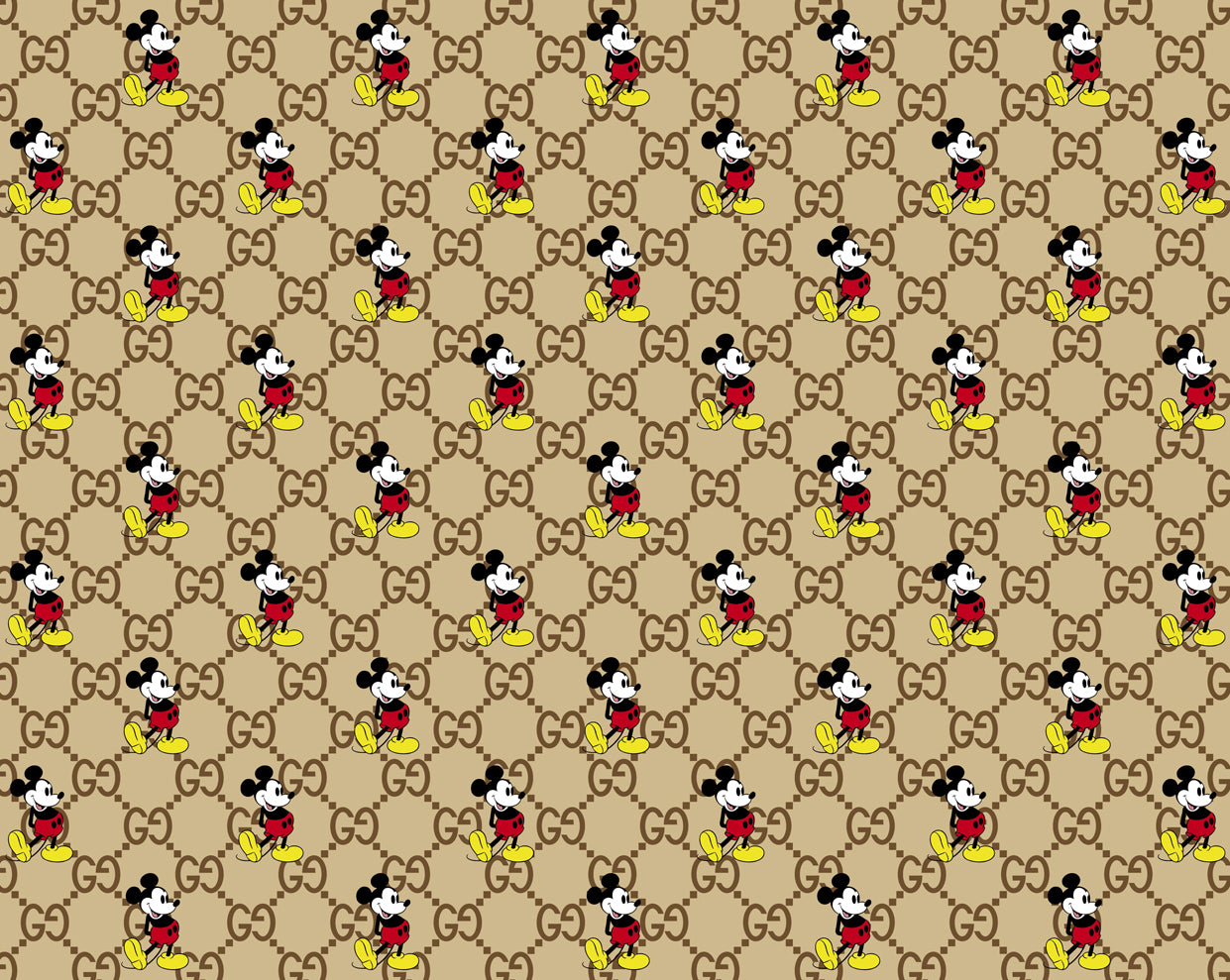 Gucci Pattern Svg, Mickey Pattern Svg, Luxury Brand Svg