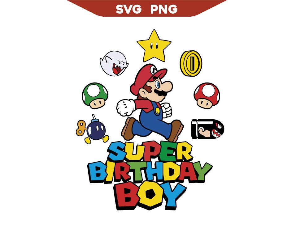 Happy Birthday Boy Super Mario Svg Png