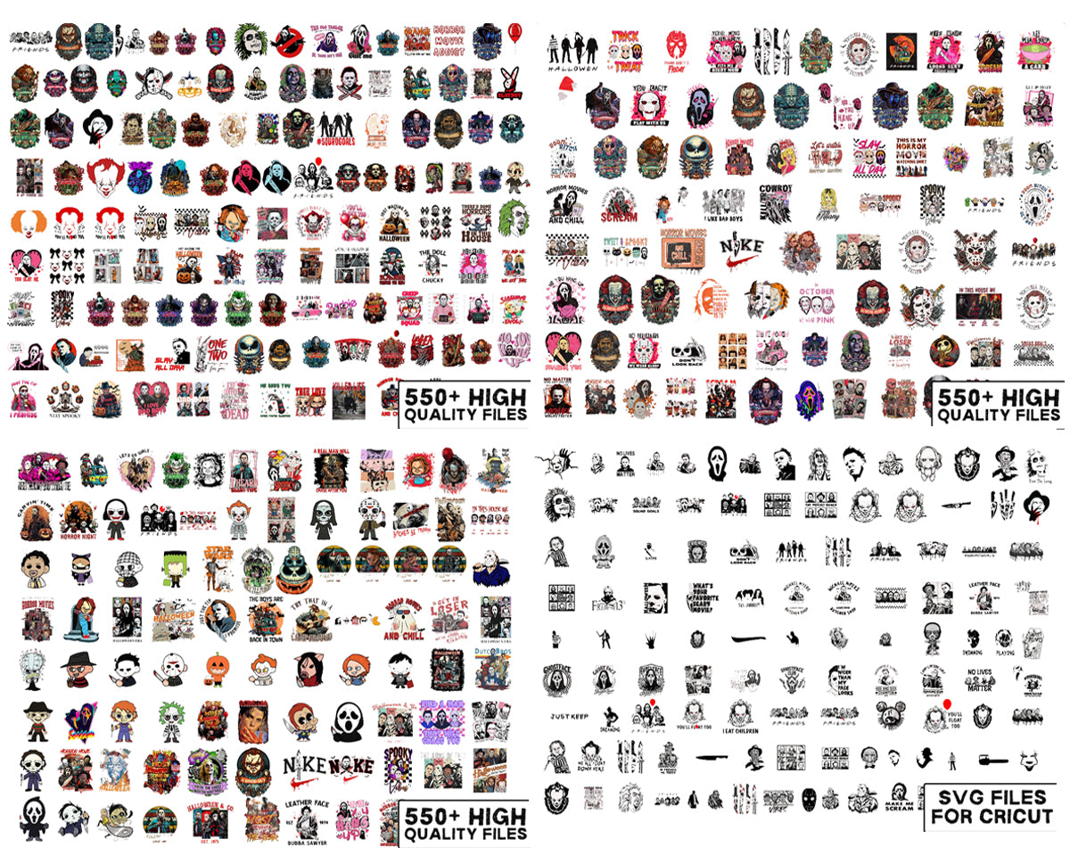 Horror Movie Halloween Png Bundle, Trick Or Treat Villains Png 2
