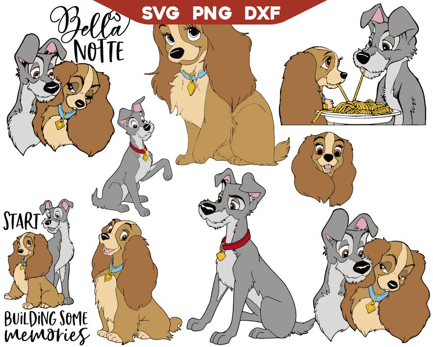 Lady And The Tramp svg Bundle, Dog Svg, Puppy Svg