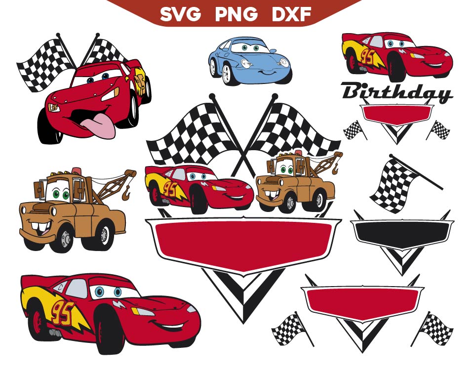 Lightning McQueen Birthday Template Svg Bundle