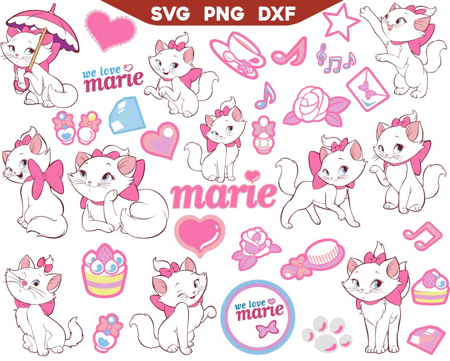 Marie Aristocats Cat Accessories Svg Bundle