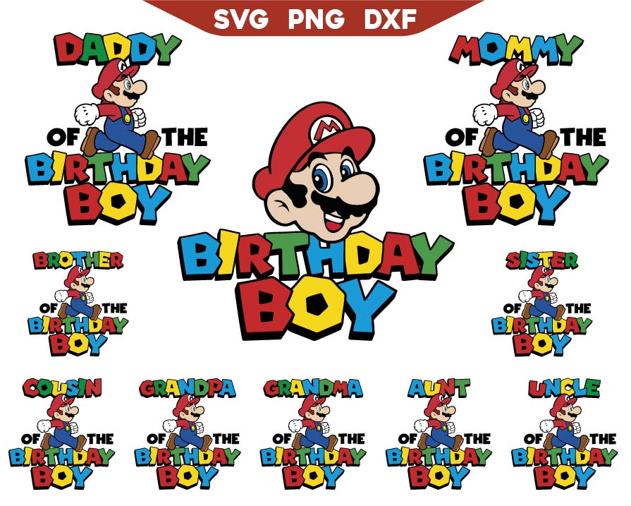 Mario Bros Birthday Boy Svg Bundle