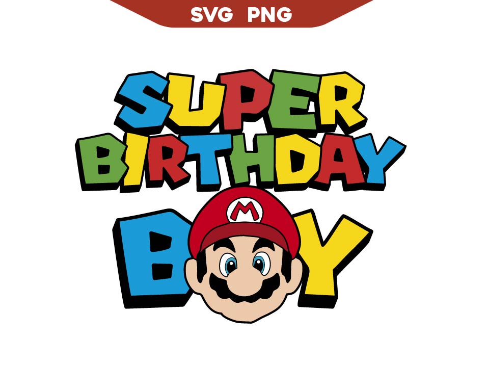 Mario Bros Face Birthday Svg Png