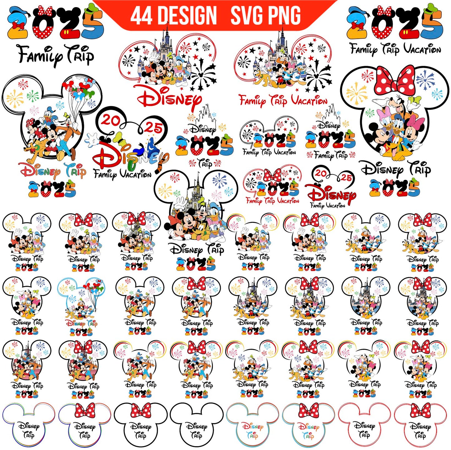 Mega Bundle Disney Family Trip 2025 Svg Png, Disney Family Vacation 2025 Png (1)