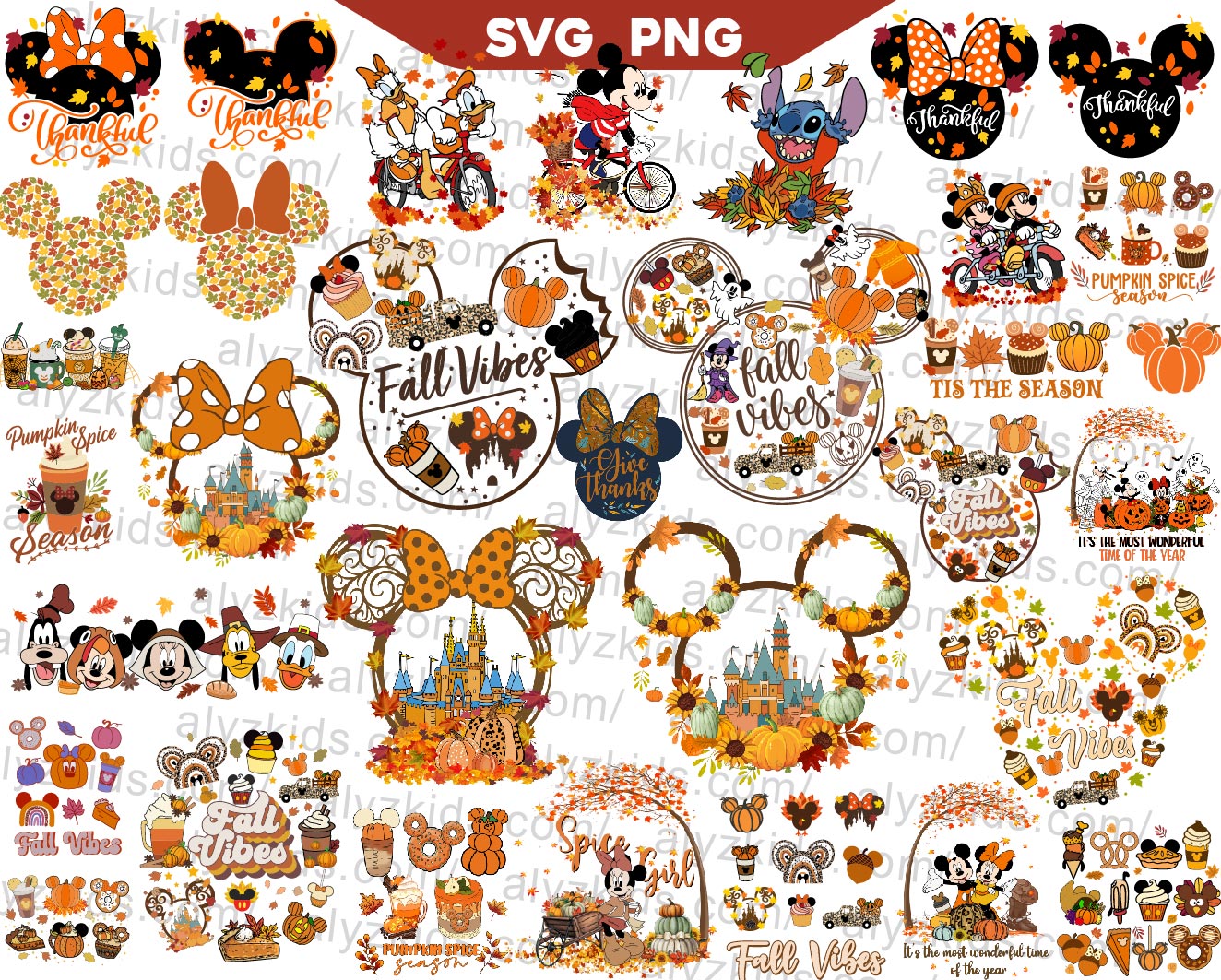 Mickey Fall Svg Bundle, Mouse Autumn Svg, Thanksgiving Png