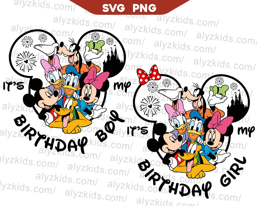 Mickey Friends It's My Birthday Boy Svg, Birthday Girl Png