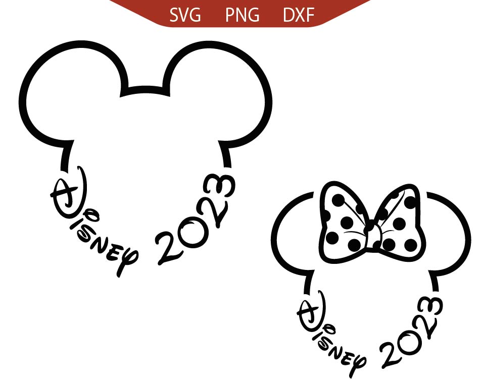 Mickey Head With Year Svg Png