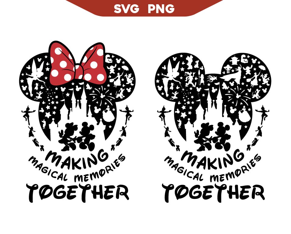 Mickey Magical Memories Together Silhouette Svg Png