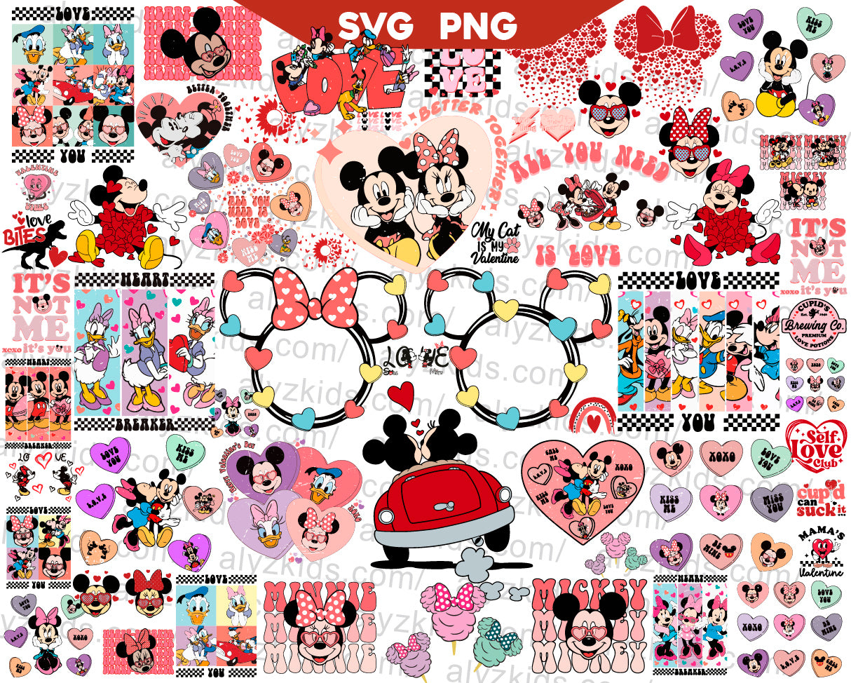 Mickey Valentine Day Svg Png Bundle, Disney Valentine's Svg