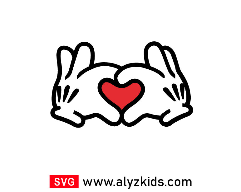 Mickey Heart Hands Svg Free, Disney Heart Svg Free