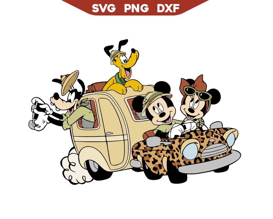 Mickey's Friends Car Van Safari Svg, Disney Safari Svg Png