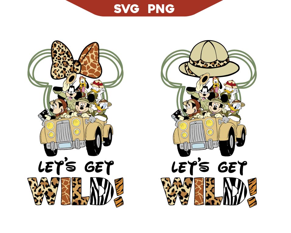 Mickey's Friends Jeep Let's Get Wild Svg Png