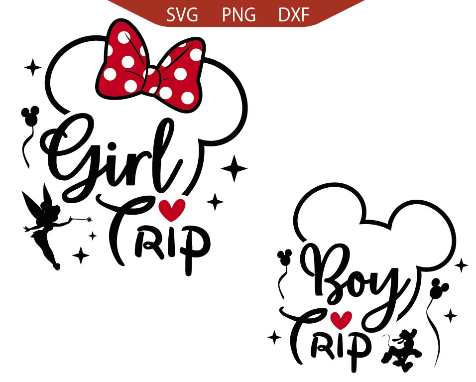 Minnie Girl Trip Svg, Mickey Boy Trip Svg Png