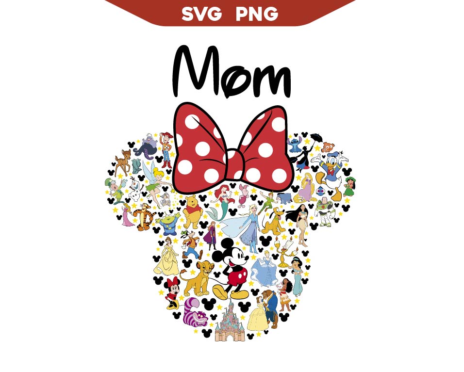 Minnie Head Mom Disney Characters Svg Png