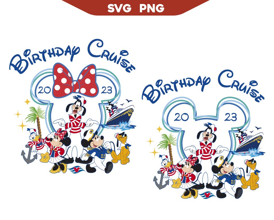 Minnie Mickey Birthday Cruise Svg Png