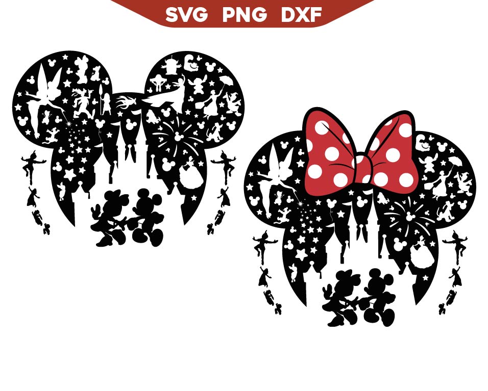 Minnie Mickey Head Pattern Silhouette Svg Png