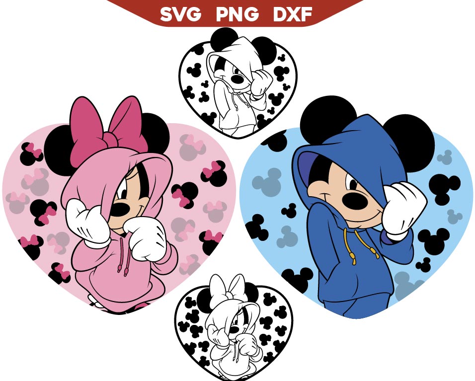 Minnie Mickey Hooded-Sweatshirt Svg