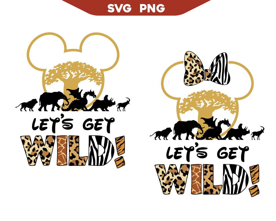 Minnie Mickey Let's Get Wild Svg, Animal Kingdom Svg
