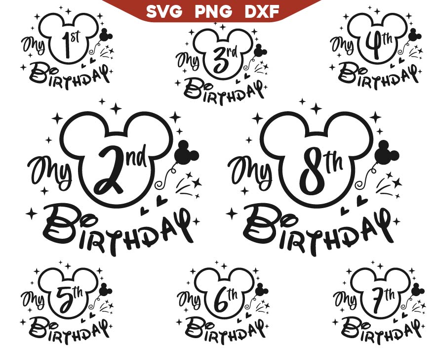 Mickey My 1st to 8th Birthday Svg Bundle