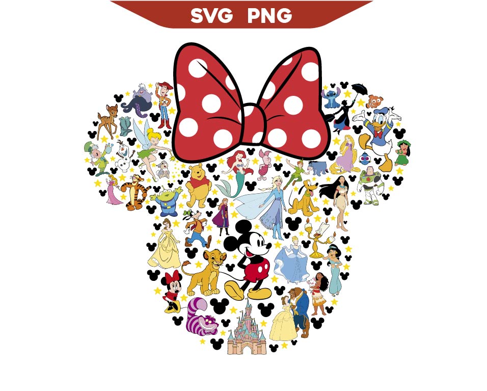 Minnie Mouse Head Svg, Disney Characters Svg Png