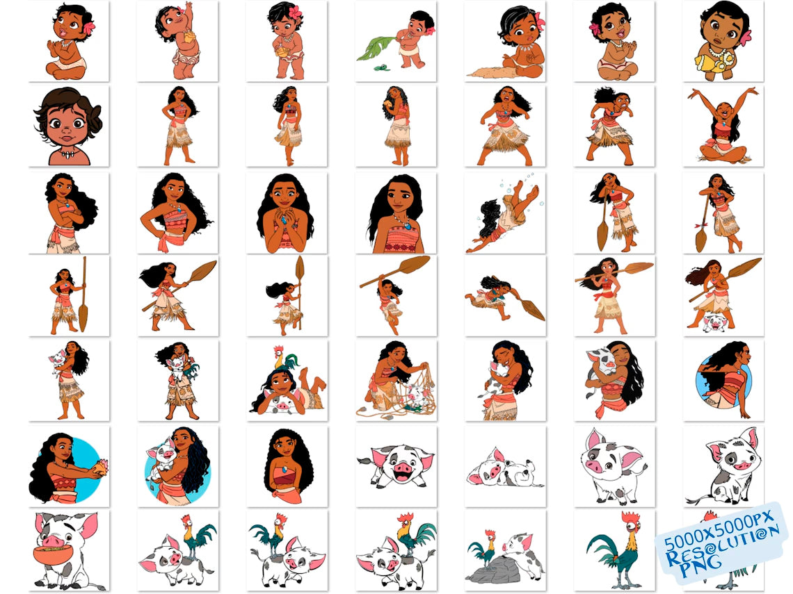 Disney Princess Moana 2 Png Bundle, Moana 2 Png Sublimation
