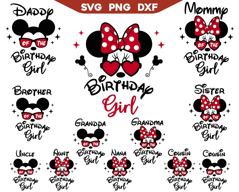 Mouse Birthday Girl Svg Png Pack