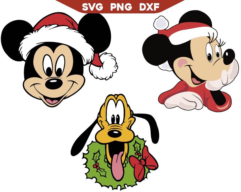 Mouse Friends Head Christmas Svg Png