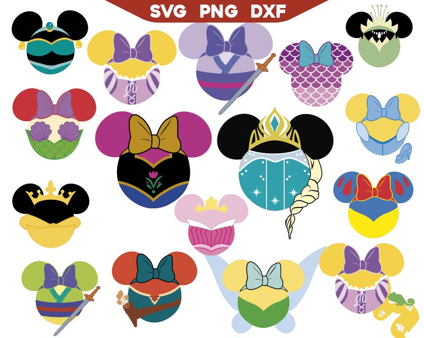 Mouse Shaped Svg Bundle, Mickey Head Princess Svg
