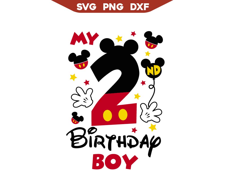 My 2nd Birthday Boy Mickey Svg Png