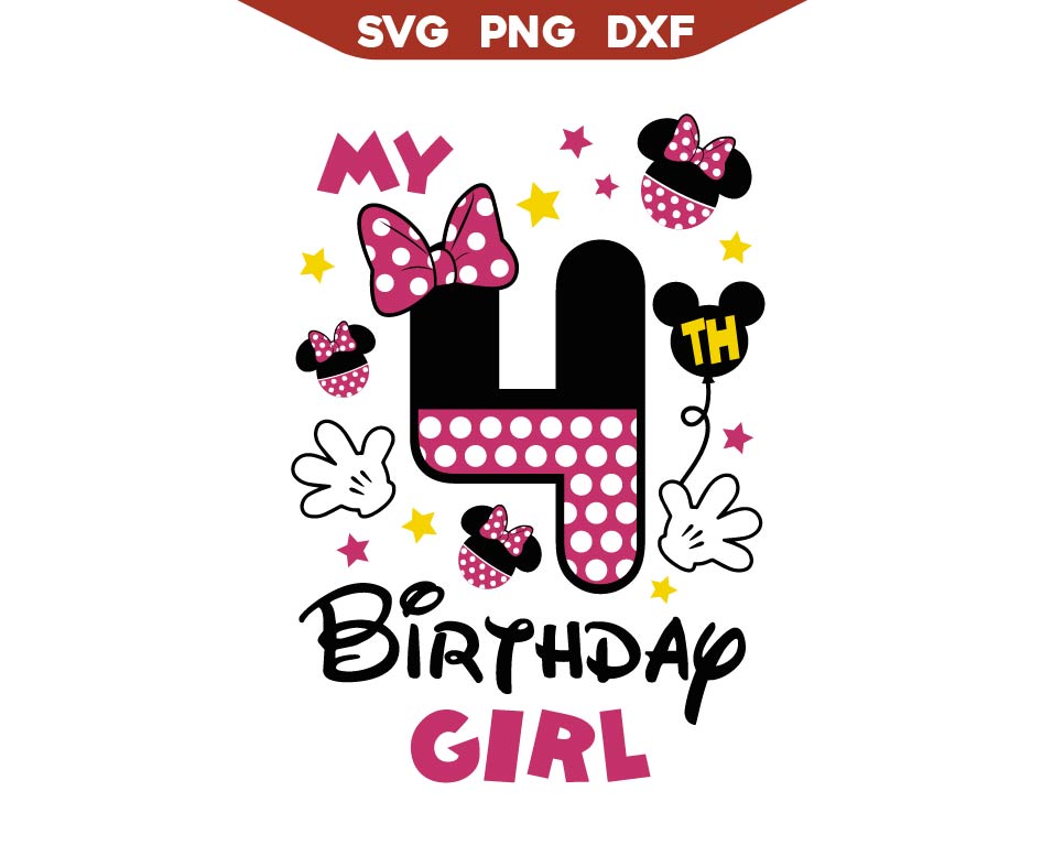 My 4th Birthday Girl Minnie Svg Png