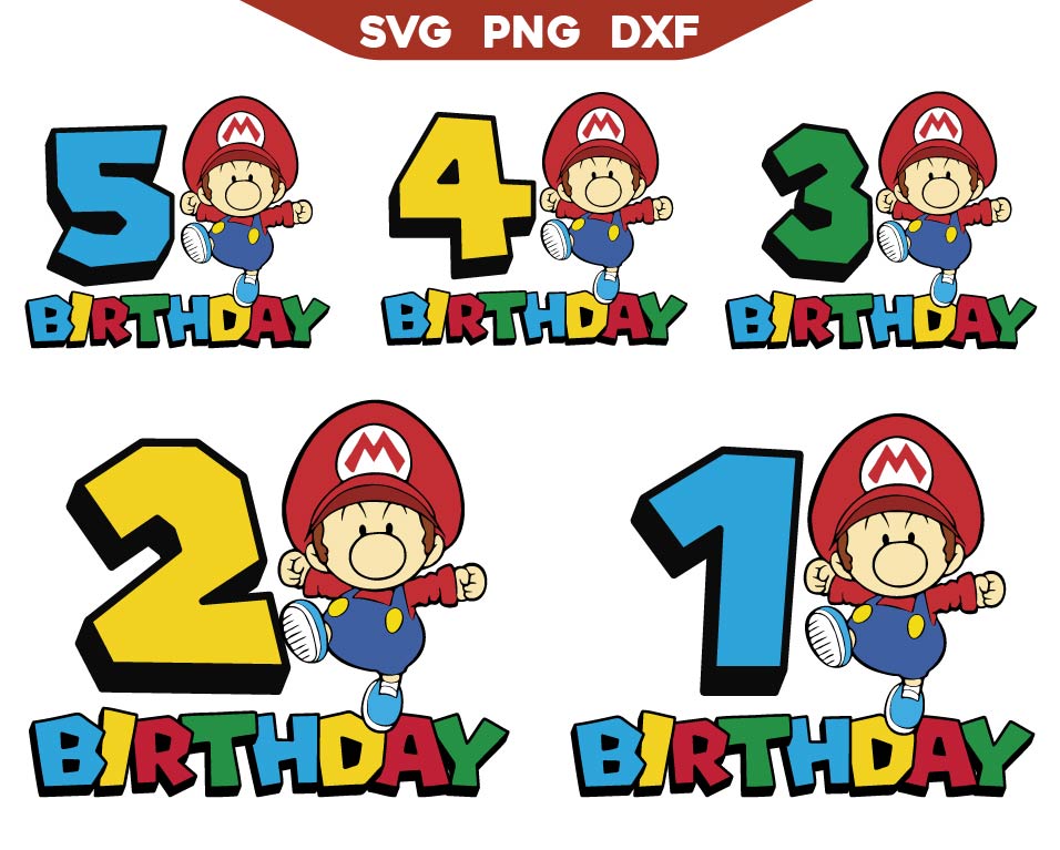 Newborn Baby Mario Bros Birthday Svg