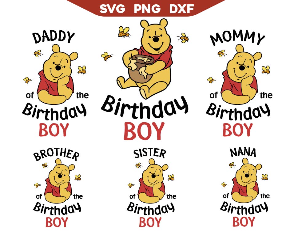 Pooh Happy Birthday Boy Svg Bundle