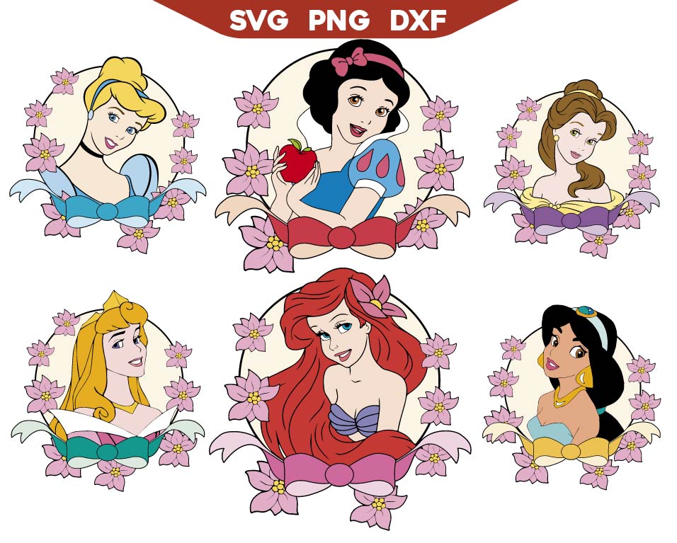 Princess Flowers Svg Disney Bundle