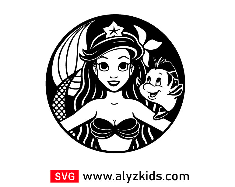 Princess Ariel And Friend Svg Free, Disney Princess Svg Free