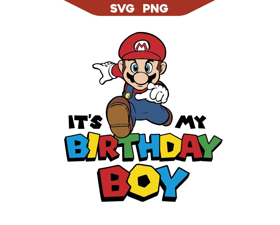 Retro Game Mario Birthday Boy Svg Png