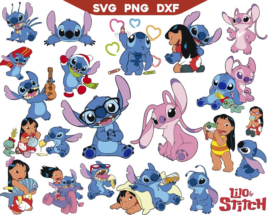 Stitch & Angel Svg Bundle, Stitch Love svg