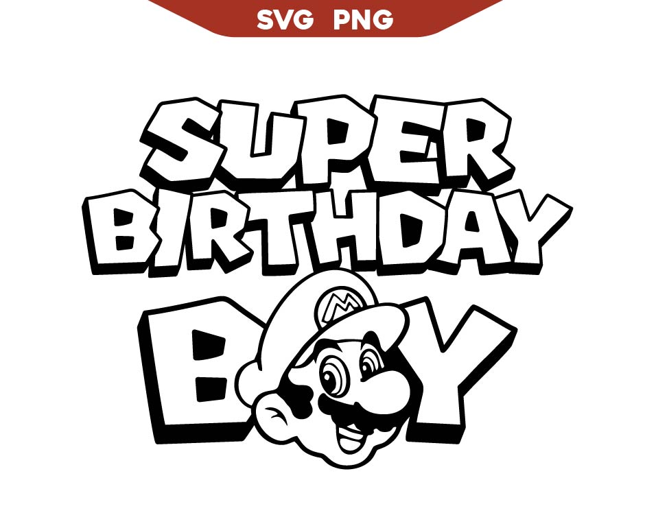 Super Mario Birthday Boy Outline Svg Png