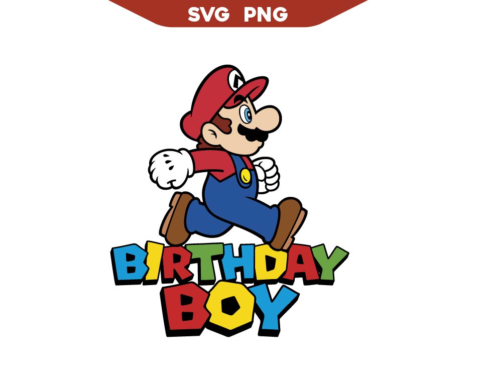 Super Mario Game Birthday Boy Svg Png