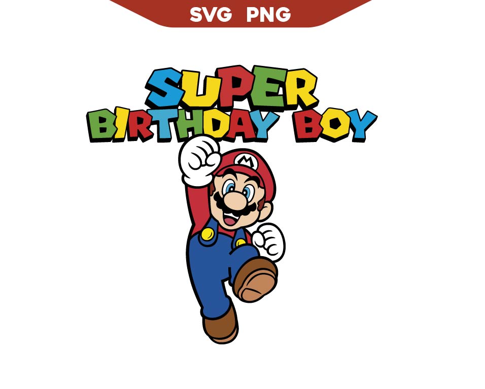 Super Mario Gaming Online Birthday Boy Svg Png