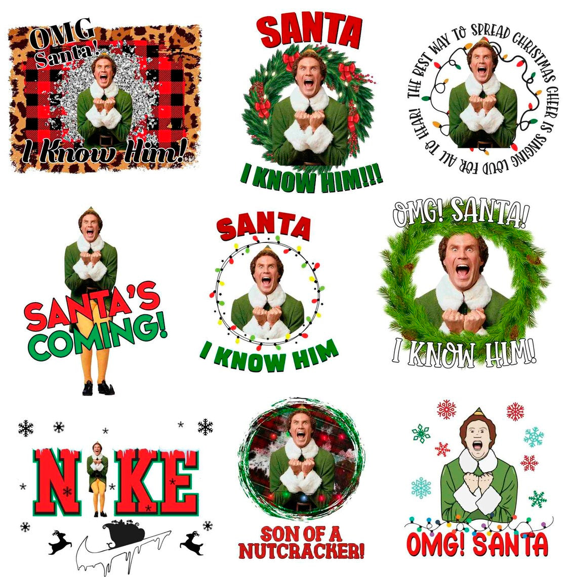 Bundle The Elf Png, Christmas Movies Png, OMG Santa I Know Him Png
