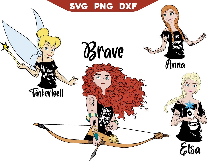Tinker Bell Punk Svg, Merida Punk Svg, Frozen Punk Svg Png