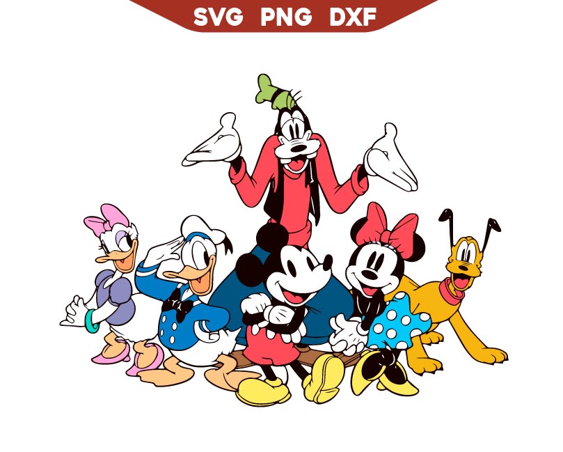 Vintage Disney Mouse Svg Png, Retro Mickey Friends Svg