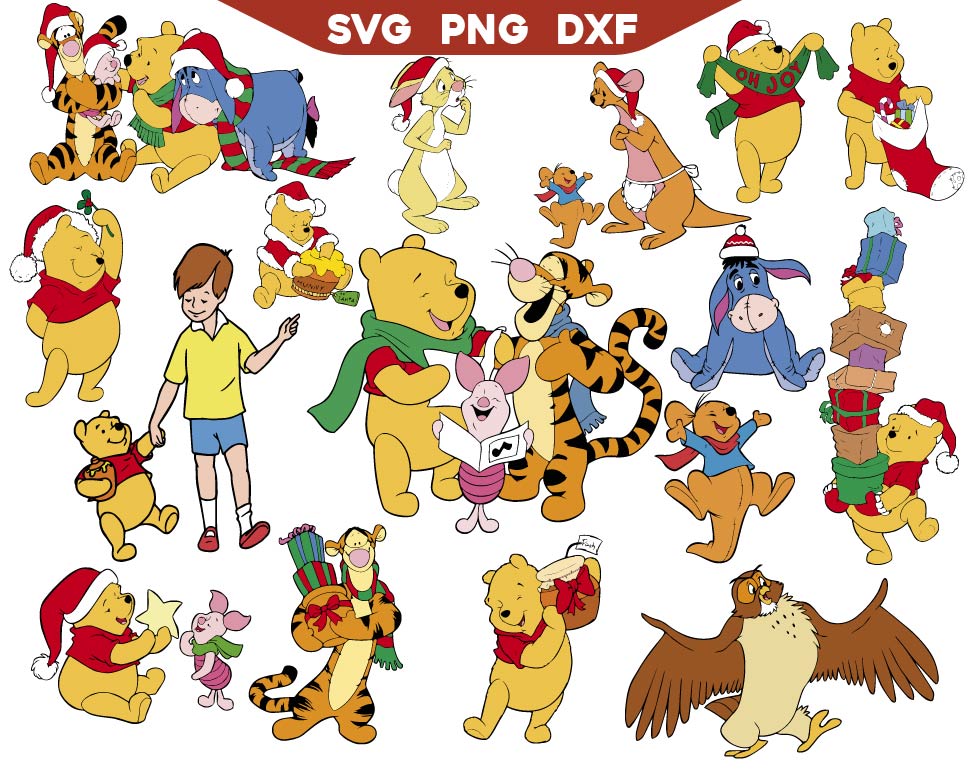 Winnie the Pooh Christmas Svg Bundle