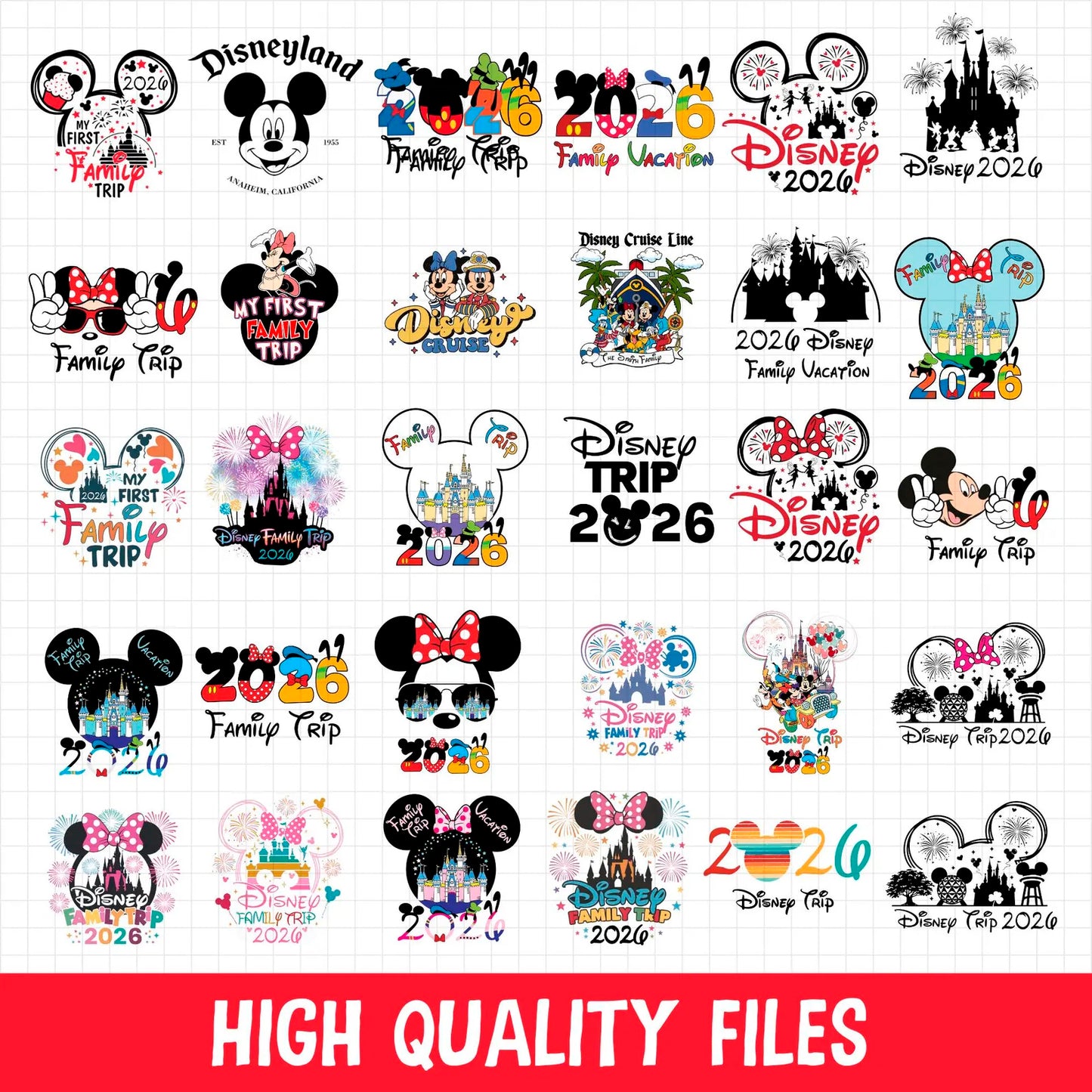 2026 Disney Family Trip Bundle Png, 2026 Family Vacation Png