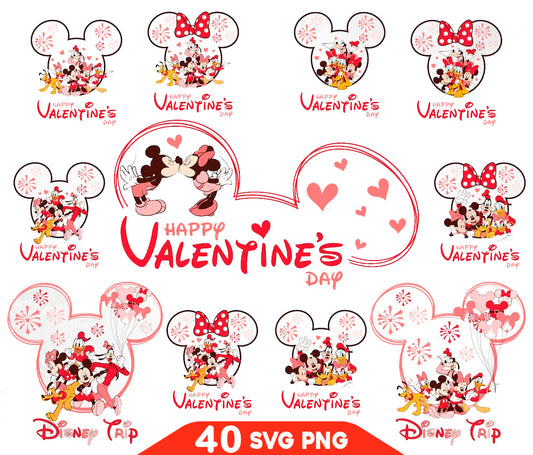 Disney Valentines Day Svg Png Bundle, Mickey Trip Love Svg