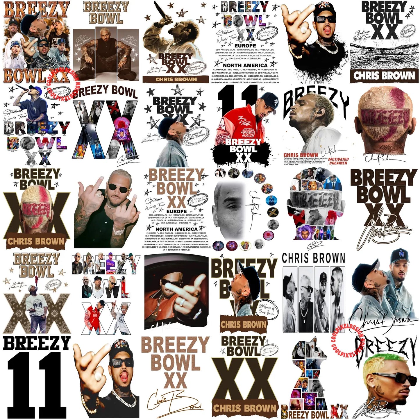 40+ Chris Brown Breezy Bowl XX Tour 2025 Png Bundle, Middle Finger Png